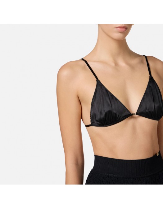 TOP ELISABETTA FRANCHI, Silk, Golden Jewel Logo, Black - RG01153E3110 TOP ELISABETTA FRANCHI, Silk, Golden Jewel Logo, Black - RG01153E3110