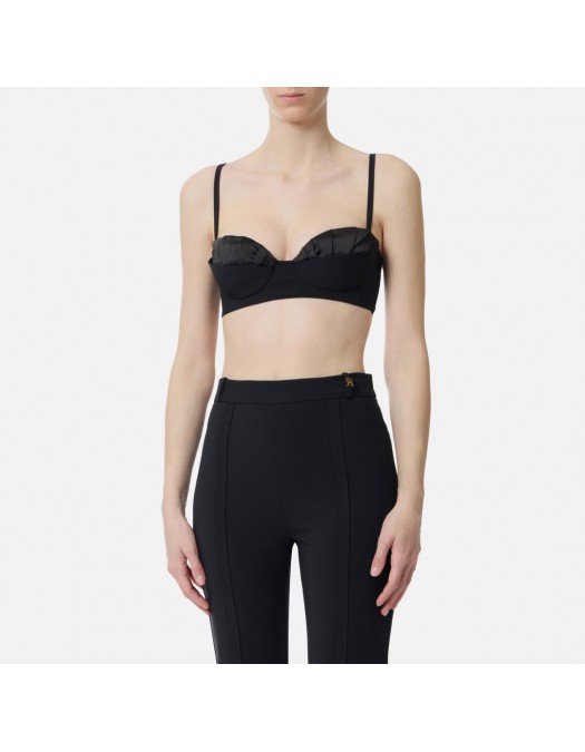 Sutien ELISABETTA FRANCHI, Bra in lightweight crêpe and satin fabric, Negru - RG01562E2110