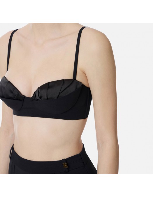 Sutien ELISABETTA FRANCHI, Bra in lightweight crêpe and satin fabric, Negru - RG01562E2110