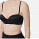 Sutien ELISABETTA FRANCHI, Bra in lightweight crêpe and satin fabric, Negru - RG01562E2110