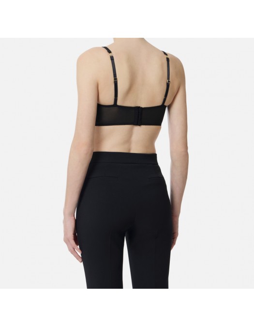 Sutien ELISABETTA FRANCHI, Bra in lightweight crêpe and satin fabric, Negru - RG01562E2110