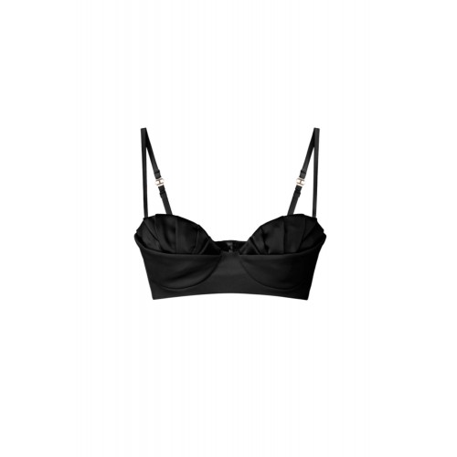 Sutien ELISABETTA FRANCHI, Bra in lightweight crêpe and satin fabric, Negru