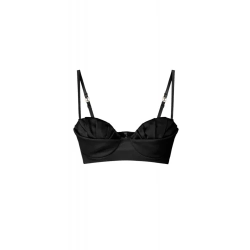 Sutien ELISABETTA FRANCHI, Bra in lightweight crêpe and satin fabric, Negru