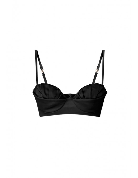 Sutien ELISABETTA FRANCHI, Bra in lightweight crêpe and satin fabric, Negru - RG01562E2110