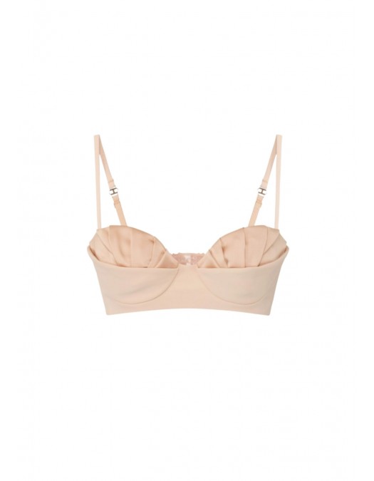 Sutien ELISABETTA FRANCHI, Bra in lightweight crêpe and satin fabric, Rose - RG01562E2EA1