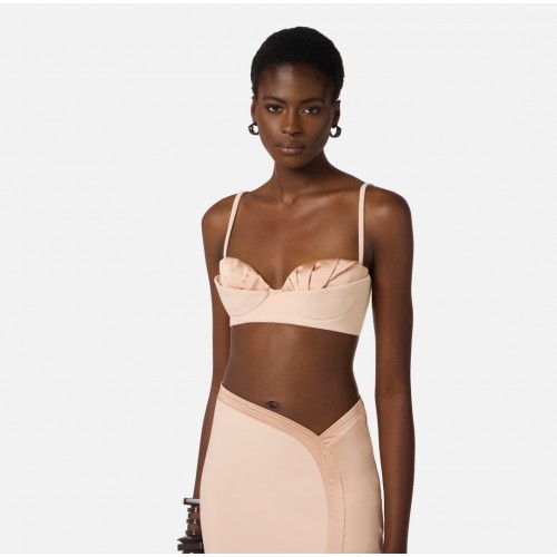 Sutien ELISABETTA FRANCHI, Bra in lightweight crêpe and satin fabric, Rose