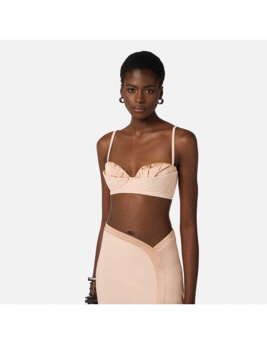 Sutien ELISABETTA FRANCHI, Bra in lightweight crêpe and satin fabric, Rose - RG01562E2EA1