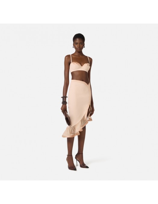 Sutien ELISABETTA FRANCHI, Bra in lightweight crêpe and satin fabric, Rose - RG01562E2EA1