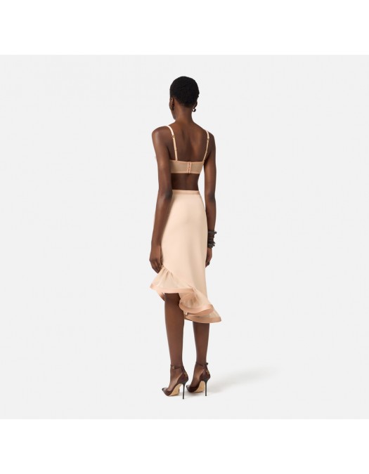 Sutien ELISABETTA FRANCHI, Bra in lightweight crêpe and satin fabric, Rose - RG01562E2EA1