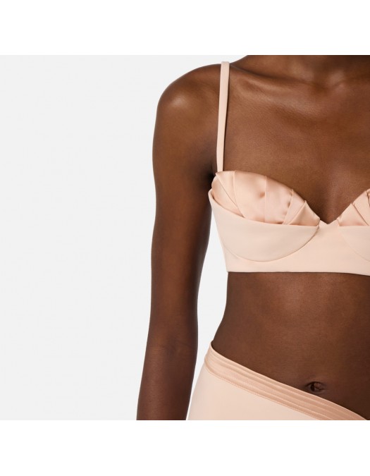 Sutien ELISABETTA FRANCHI, Bra in lightweight crêpe and satin fabric, Rose - RG01562E2EA1