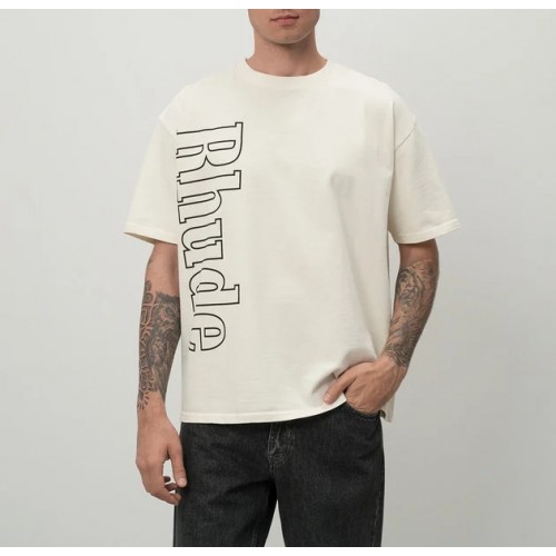 Tricou RHUDE, Insertie Grafica, Bej  Tricou RHUDE, Insertie Grafica, Bej