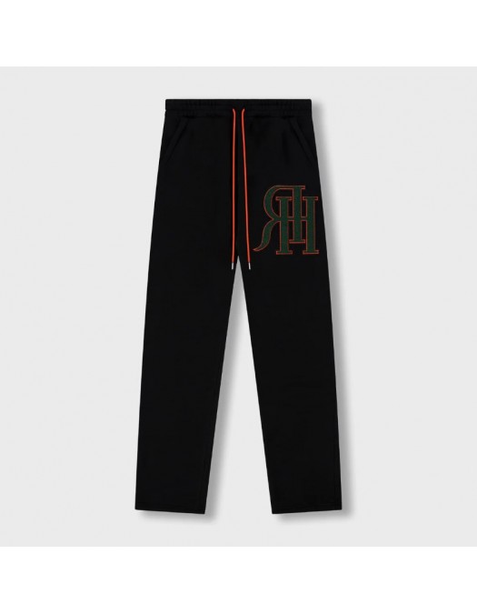 Pantaloni Redhouse, Green Logo Print, Black - RHSP09