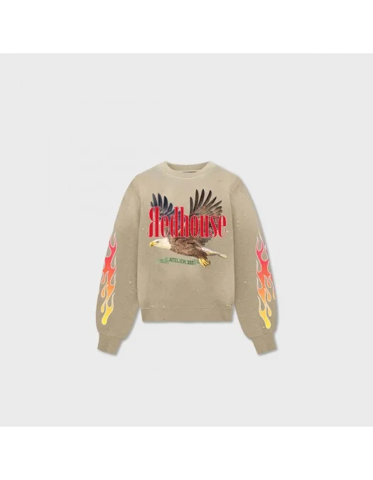 Hanorac Redhouse, Eagle Print, Oversized, Sand Beige - RHSW62 Hanorac Redhouse, Eagle Print, Oversized, Sand Beige - RHSW62