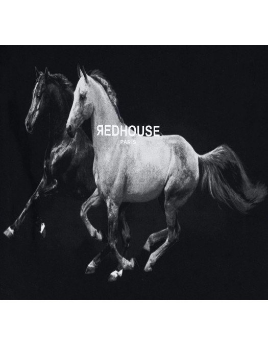Tricou Redhouse, Horses Print, Negru - RHTS124