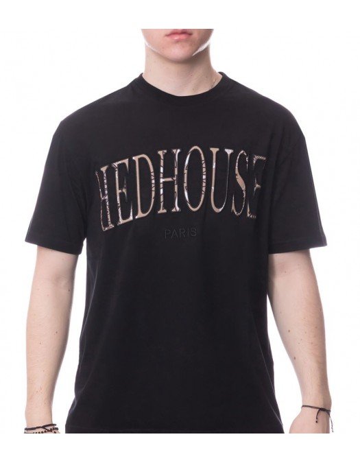 Tricou Redhouse, Multicolor Logo Print, Oversized, Negru - RHTS126