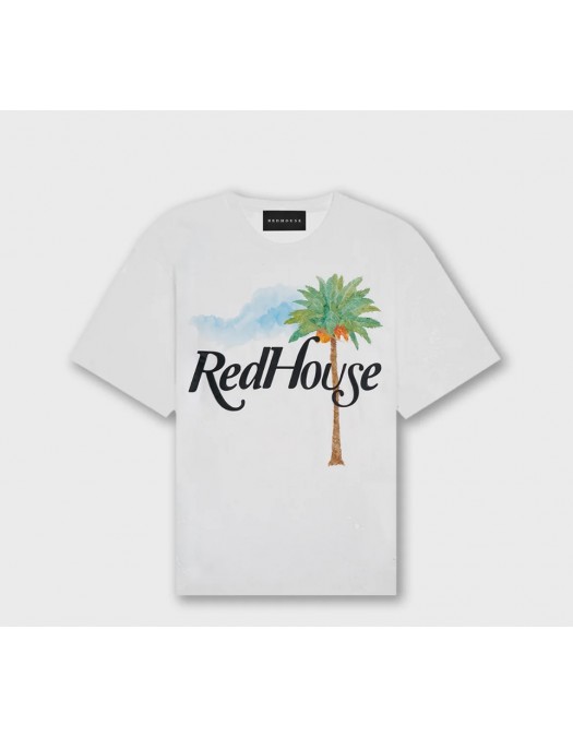Tricou Redhouse, Oversized Palm White - RHTS136