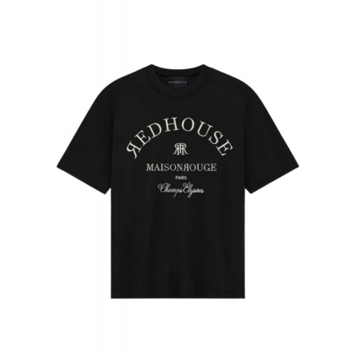 Tricou Redhouse, Logo Insert, CHAMPS ELYSEES BLACK TEE, Regular Fit