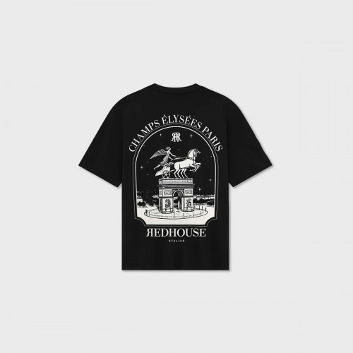 Tricou Redhouse, Pegasus Atelier Print, Black, Regular Fit Tricou Redhouse, Pegasus Atelier Print, Black, Regular Fit