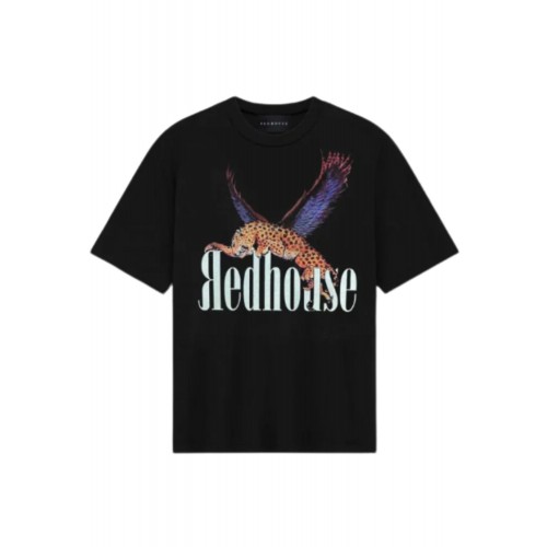 Tricou Redhouse, Flying Tiger Print, Black, Regular Fit