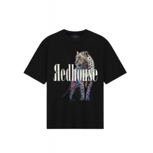 Tricou Redhouse, Flying Tiger Print, Black, Regular Fit