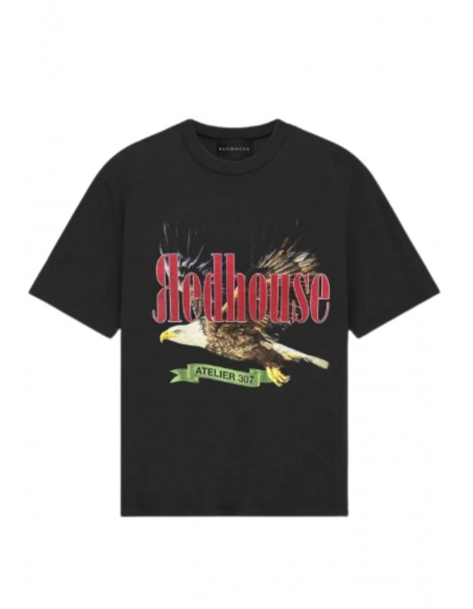 Tricou Redhouse, Eagle Atelier 307 Print, Black - RHTS204