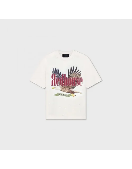Tricou Redhouse, Eagle Atelier 307 Print, White - RHTS205 Tricou Redhouse, Eagle Atelier 307 Print, White - RHTS205