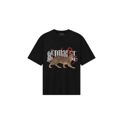 Tricou Redhouse, Leopard Print, Logo Insert, Black, Regular Fit Tricou Redhouse, Leopard Print, Logo Insert, Black, Regular Fit