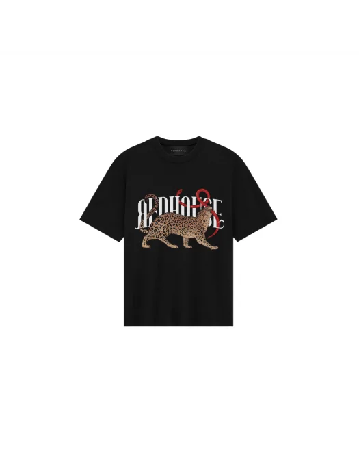 Tricou Redhouse, Leopard Print, Logo Insert, Black - RHTS214 Tricou Redhouse, Leopard Print, Logo Insert, Black - RHTS214
