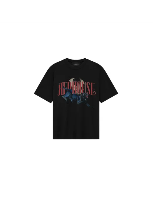 Tricou Redhouse, Red Logo, Animal Print, Black - RHTS216 Tricou Redhouse, Red Logo, Animal Print, Black - RHTS216