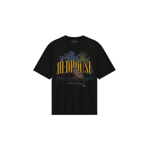 Tricou Redhouse, Exotic Print, Black, Regular Fit Tricou Redhouse, Exotic Print, Black, Regular Fit