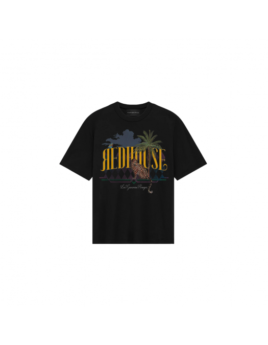 Tricou Redhouse, Exotic Print, Black - RHTS218 Tricou Redhouse, Exotic Print, Black - RHTS218
