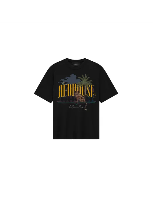 Tricou Redhouse, Exotic Print, Black - RHTS218 Tricou Redhouse, Exotic Print, Black - RHTS218