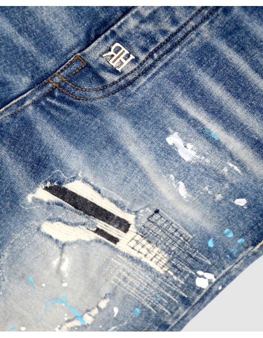 JEANS REDHOUSE, White Paint Effects, Albastru - RHWZ011