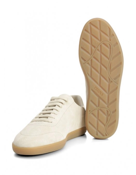 Sneakers ZEGNA, 232 Suede Sneakers In Cream Leather - RLHSPYS8218ZPANE2