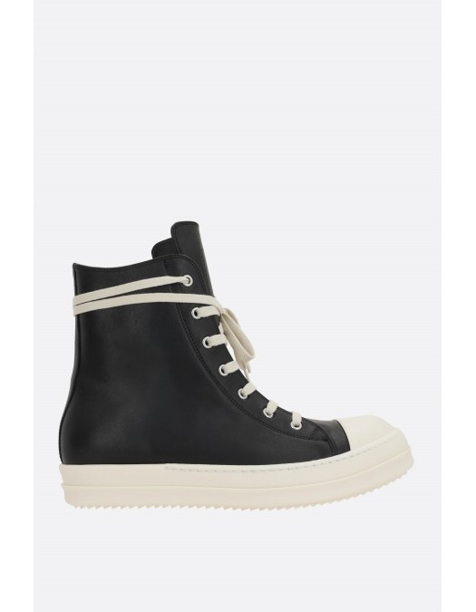 SNEAKERS RICK OWENS, High Top, Smooth Leather, Black - RU01E5890LCO911