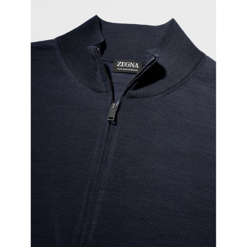 Pulover Zegna, Wool, Zip Detail, Navy Blue Pulover Zegna, Wool, Zip Detail, Navy Blue