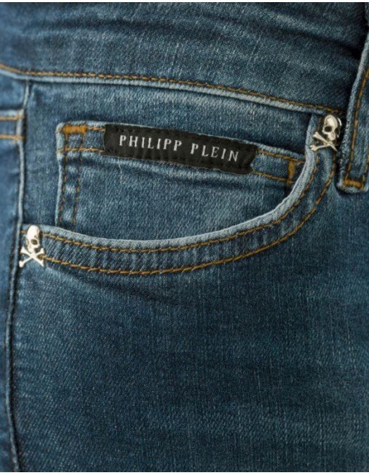 Blugi Philipp Plein, Logo Atasat, Albastru - S18CWDT060608