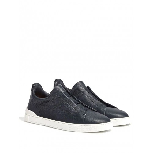 Sneakers Zegna, Low Top, Lether, Triple Stitch Navy Blue Sneakers Zegna, Low Top, Lether, Triple Stitch Navy Blue