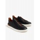 Sneakers Zegna, Triple Stitch, Low Top, Brown Details, Black - S4667ZLHCVOSNE