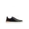 Sneakers Zegna, Triple Stitch, Low Top, Brown Details, Black