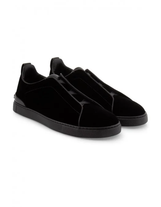 Sneakers Zegna, Low Top, Triple Stitch, Dark Black - S5377ZLHVELNER