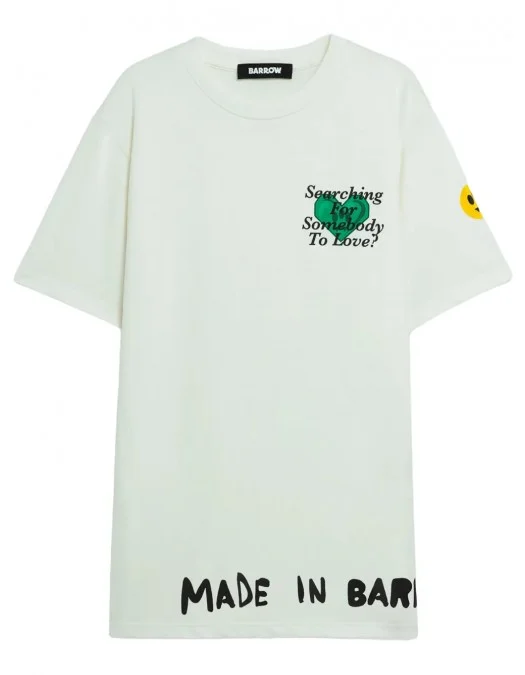 TRICOU BARROW, Text Print, Logo Insert, White - S5BWUATH060002 TRICOU BARROW, Text Print, Logo Insert, White - S5BWUATH060002
