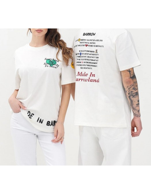 TRICOU BARROW, Text Print, Logo Insert, White - S5BWUATH060002 TRICOU BARROW, Text Print, Logo Insert, White - S5BWUATH060002