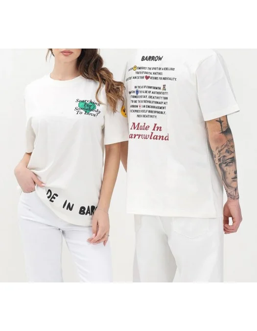TRICOU BARROW, Text Print, Logo Insert, White - S5BWUATH060002 TRICOU BARROW, Text Print, Logo Insert, White - S5BWUATH060002
