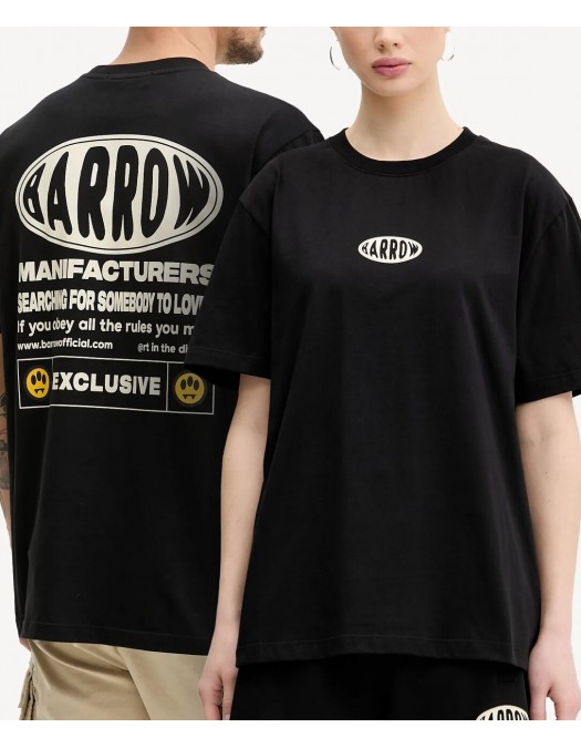 TRICOU BARROW, Text Print, Logo Insert, Black - S5BWUATH066110 TRICOU BARROW, Text Print, Logo Insert, Black - S5BWUATH066110
