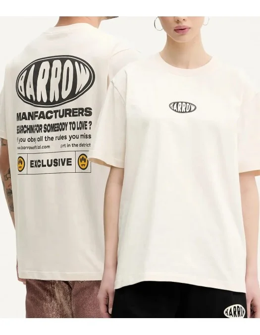 TRICOU BARROW, Text Print, Logo Insert, White - S5BWUATH066BW029 TRICOU BARROW, Text Print, Logo Insert, White - S5BWUATH066BW029
