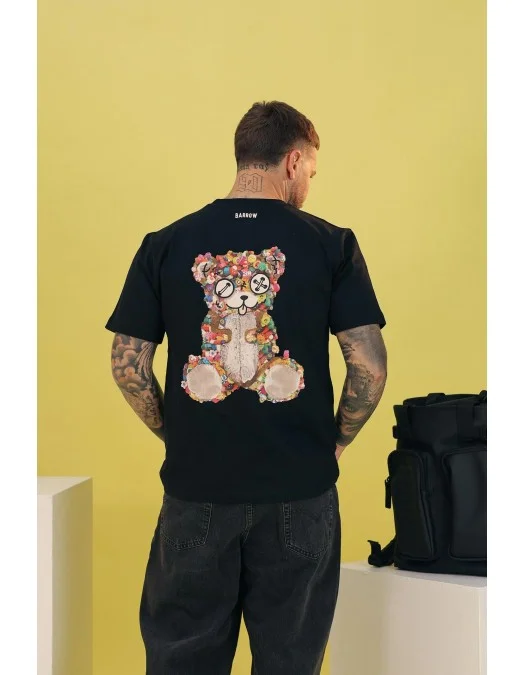 TRICOU BARROW, Raised Logo, Bear Print, Black - S5BWUATH152110 TRICOU BARROW, Raised Logo, Bear Print, Black - S5BWUATH152110