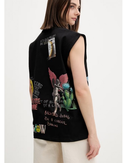 Maieu BARROW, Graphic Jersey Sleeveless T-Shirt - S6BWUATH033110