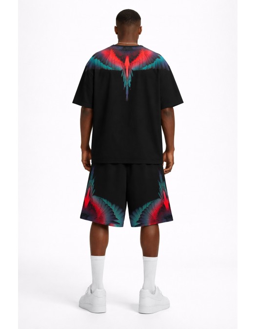 Pantaloni Scurti Marcelo Burlon, FEATHERS Insert, Negru - S6CMMABE027110