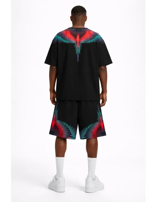Pantaloni Scurti Marcelo Burlon, FEATHERS Insert, Negru - S6CMMABE027110